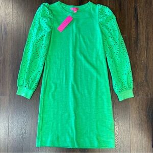 🆕 Lilly Pulitzer Eyelet Sleeve Jasona Dress Cabana Green SZ SM